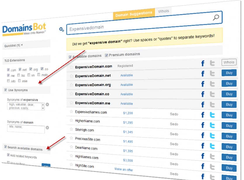 Suggested domain name1 5 Domain Name Suggestion Tools