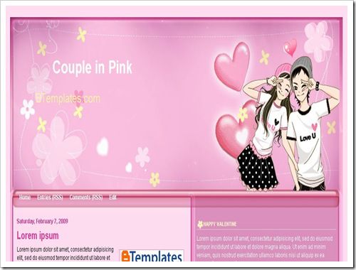 Couple in Pink Blogger Template