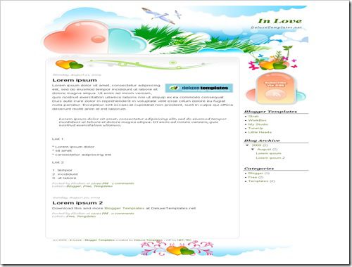 In Love Blogger Template