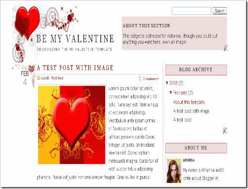 My Valentine Blogger Template