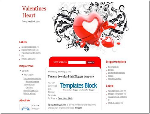 Valentines Heart Blogger Template
