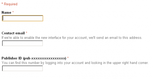 Adsense-form
