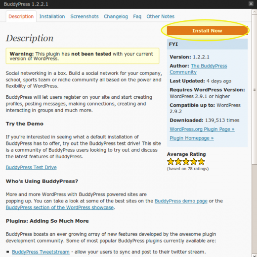 Insall Buddypress