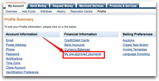 Profile Summary PayPal 520x266