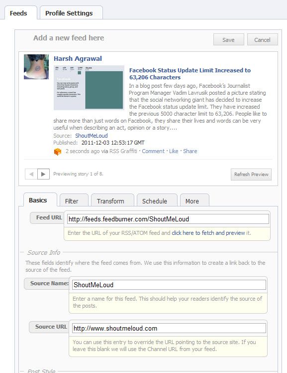Publish Blog feed to Facebook Publish Blog feed to Facebook