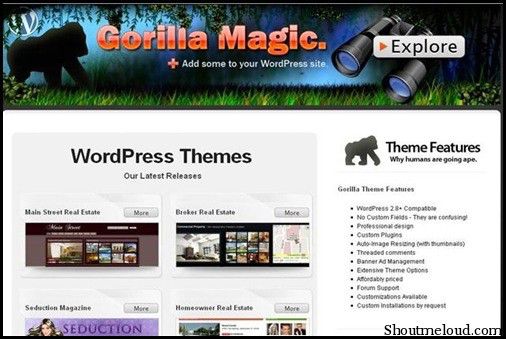Best Premium WordPress Theme Club gorilla