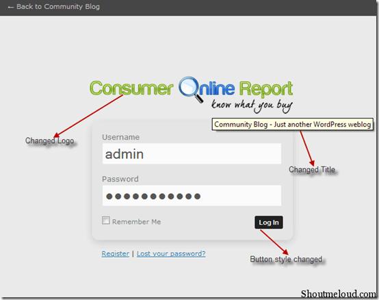 changed login window