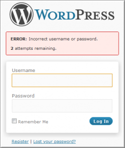 wordpress Limit Login Attempts login page