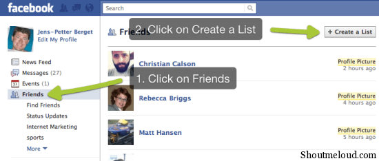 Facebook list settings FacebookNewsfeed1