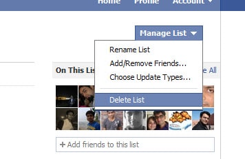 Delete Facebook List