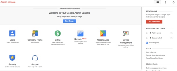 Google Apps admin console 