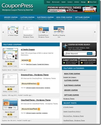 CouponPress WordPress Theme : Create Coupon Based Websites
