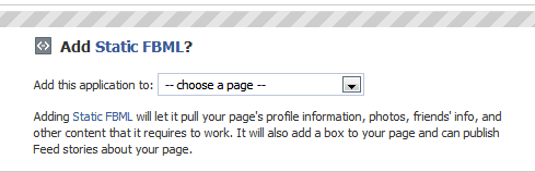 Adding Static FBML to Facebook Fan Page