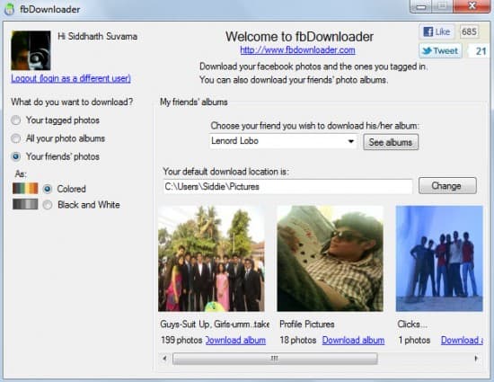 fbdownloader screenshot