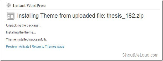 Activating WordPress Theme
