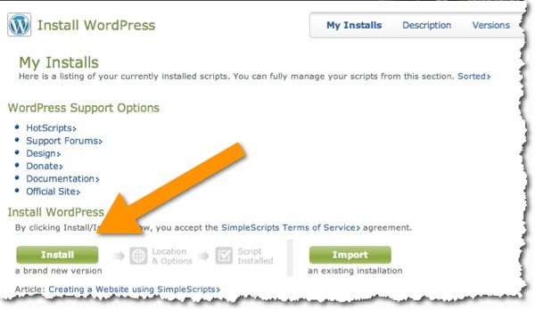 Installing WordPress blog