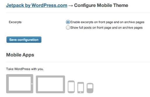 Jetpack mobile theme configuration Jetpack mobile theme configuration