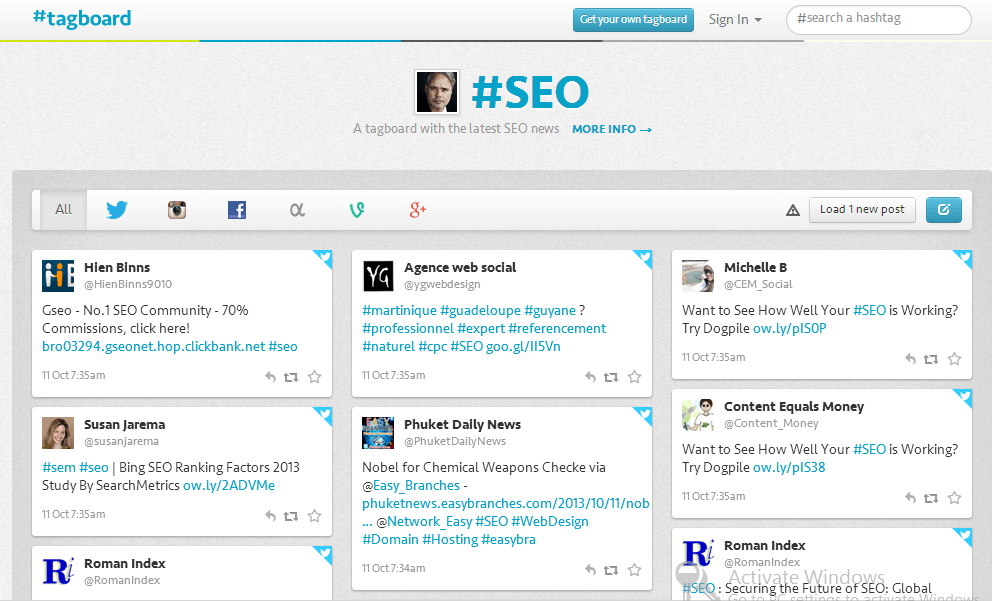 Tagboard SEO