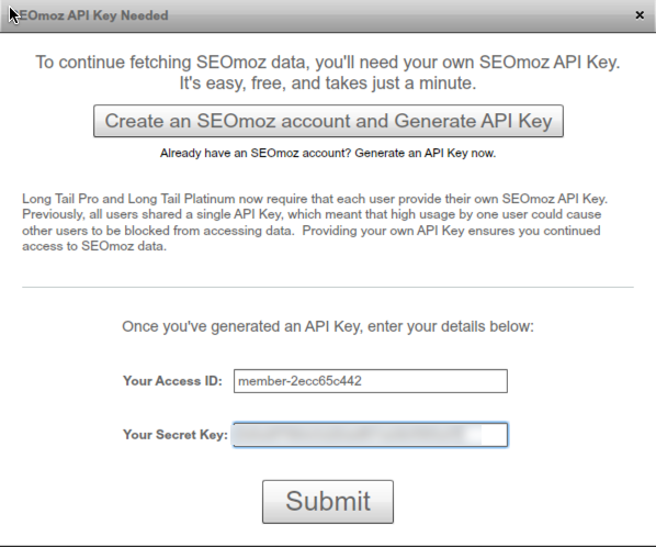 Moz API Key