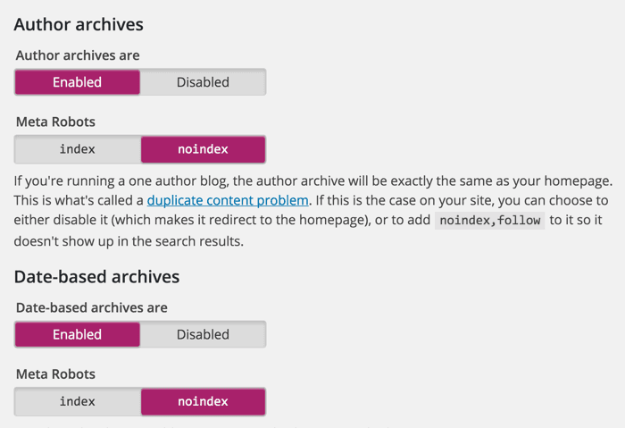 Author archive noindex