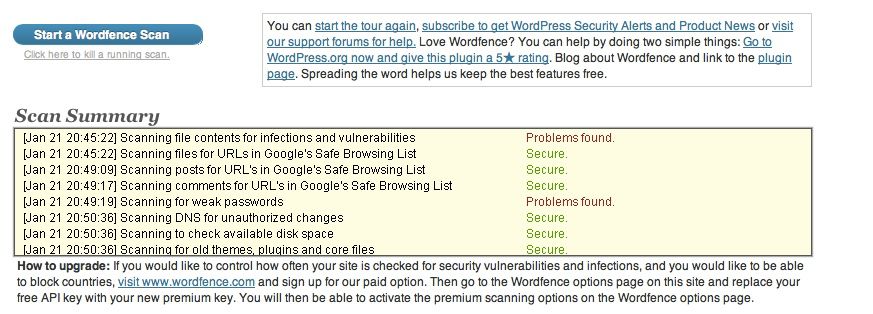 WordFence WordPress scan