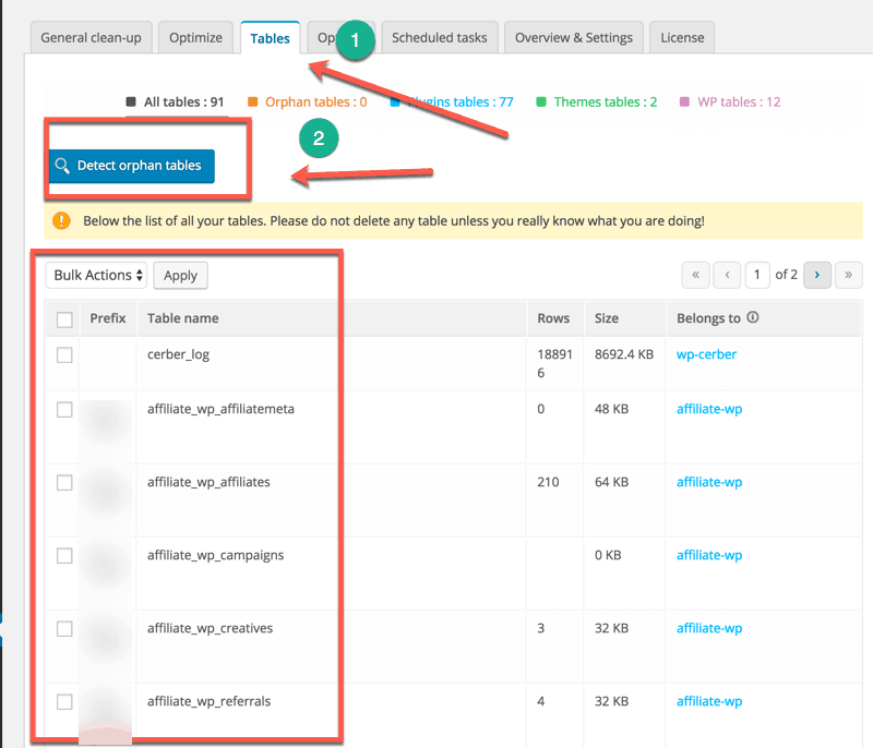 orphan-wordpress-tables