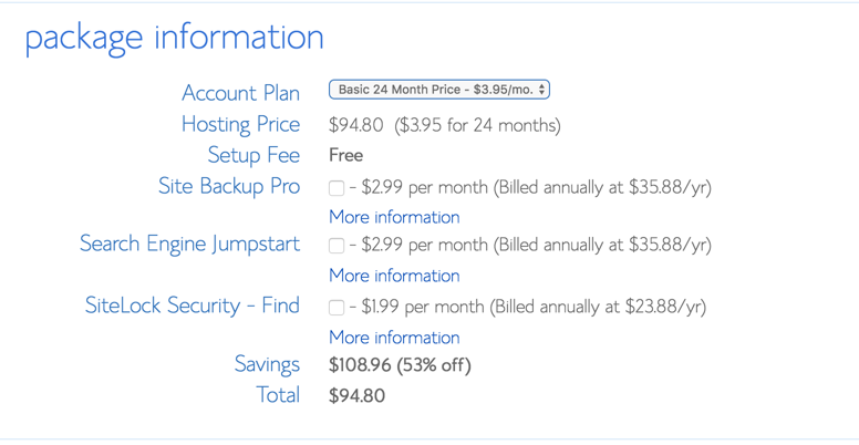 Bluehost Package