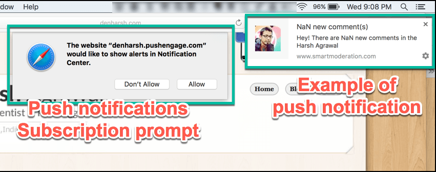 Web push notification example