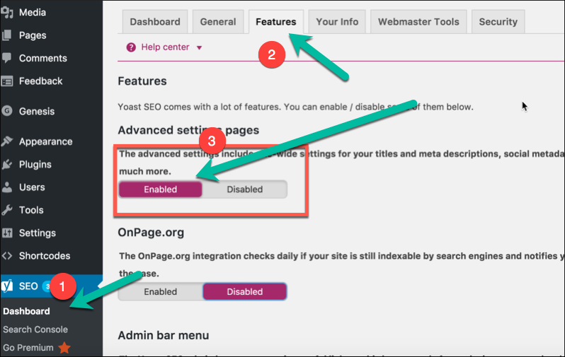 de-index categories or pages - advanced YOAST SEO settings