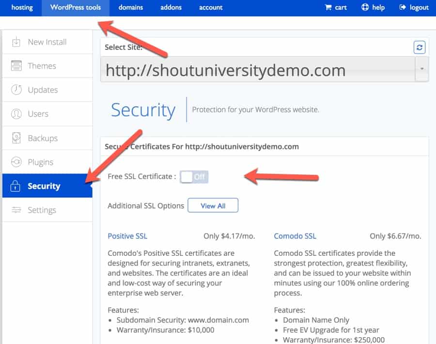 Bagaimana Menggunakan SSL Certificate Gratis Dengan Bluehost Hosting | WMI - https://www.shoutmeloud.com/wp-content/uploads/2017/03/Free-SSL-certificate-Bluehost.jpg