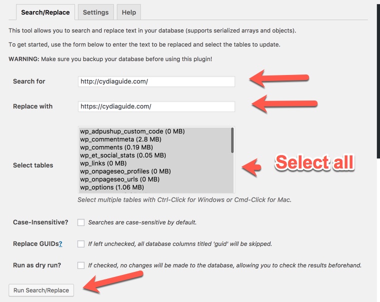 WordPress database