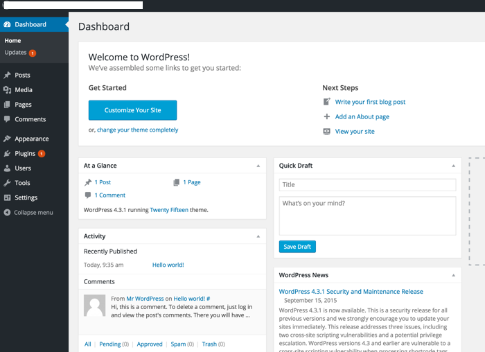 WordPress Backend WordPress Backend