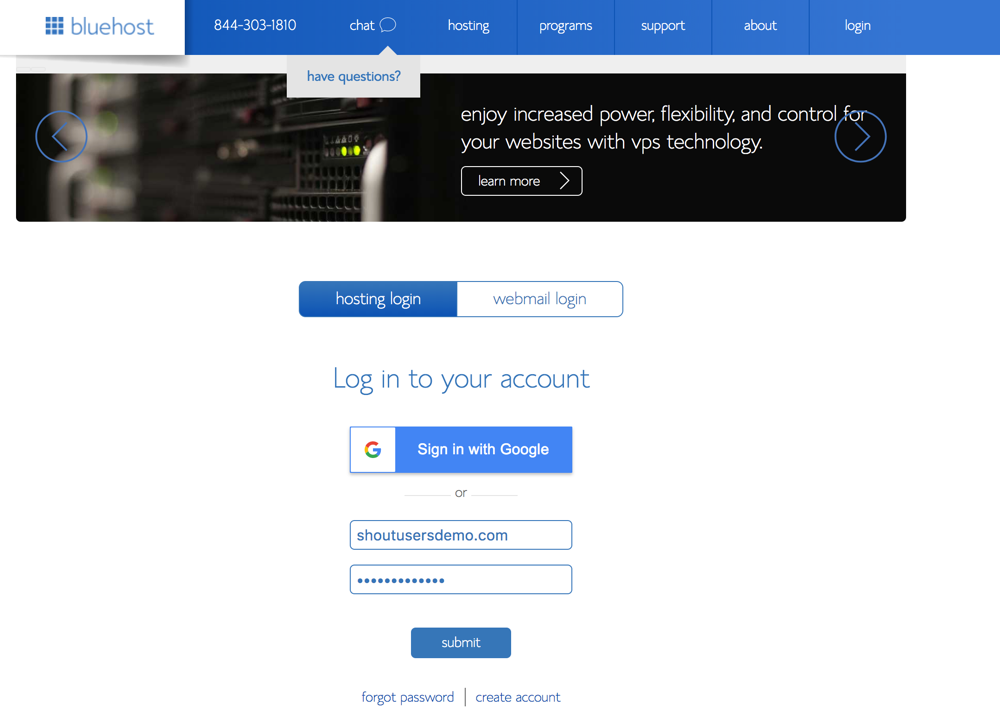 Bluehost Login