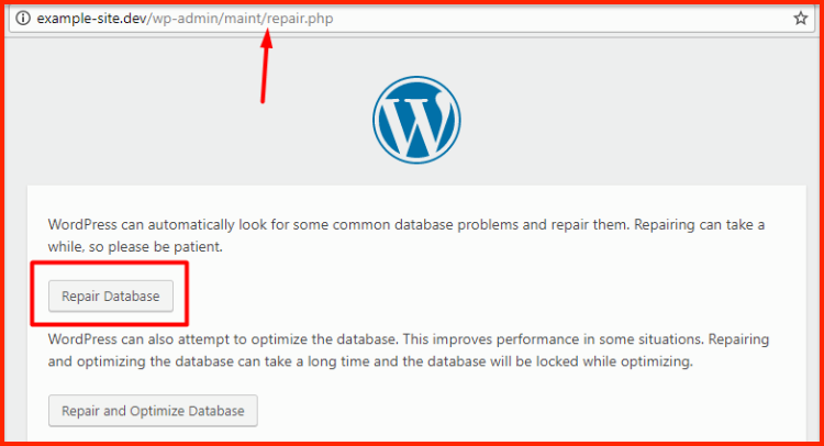 Repair database WordPress