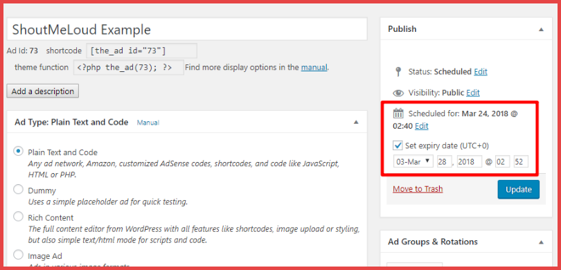 Schedules expiry dates Advanced Ads Schedules expiry dates Advanced Ads